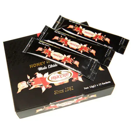 APHRODISIAC MACCUN HONEY HERBAL PASTE 1 BOX OF 12 SACHETS BONUS