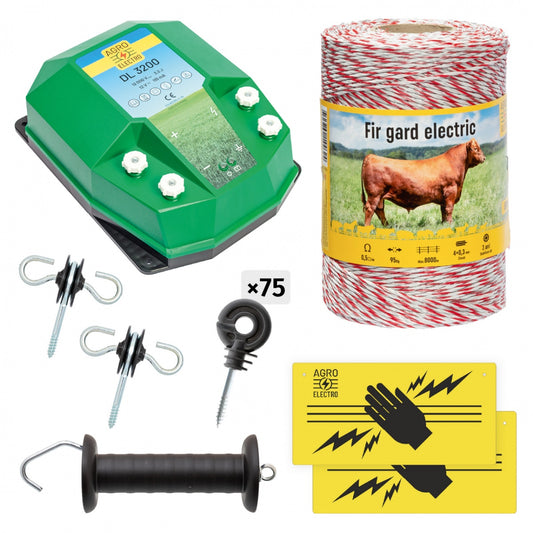 Electric fence basic package 500 m, 3.2 Joules, for domestic animals