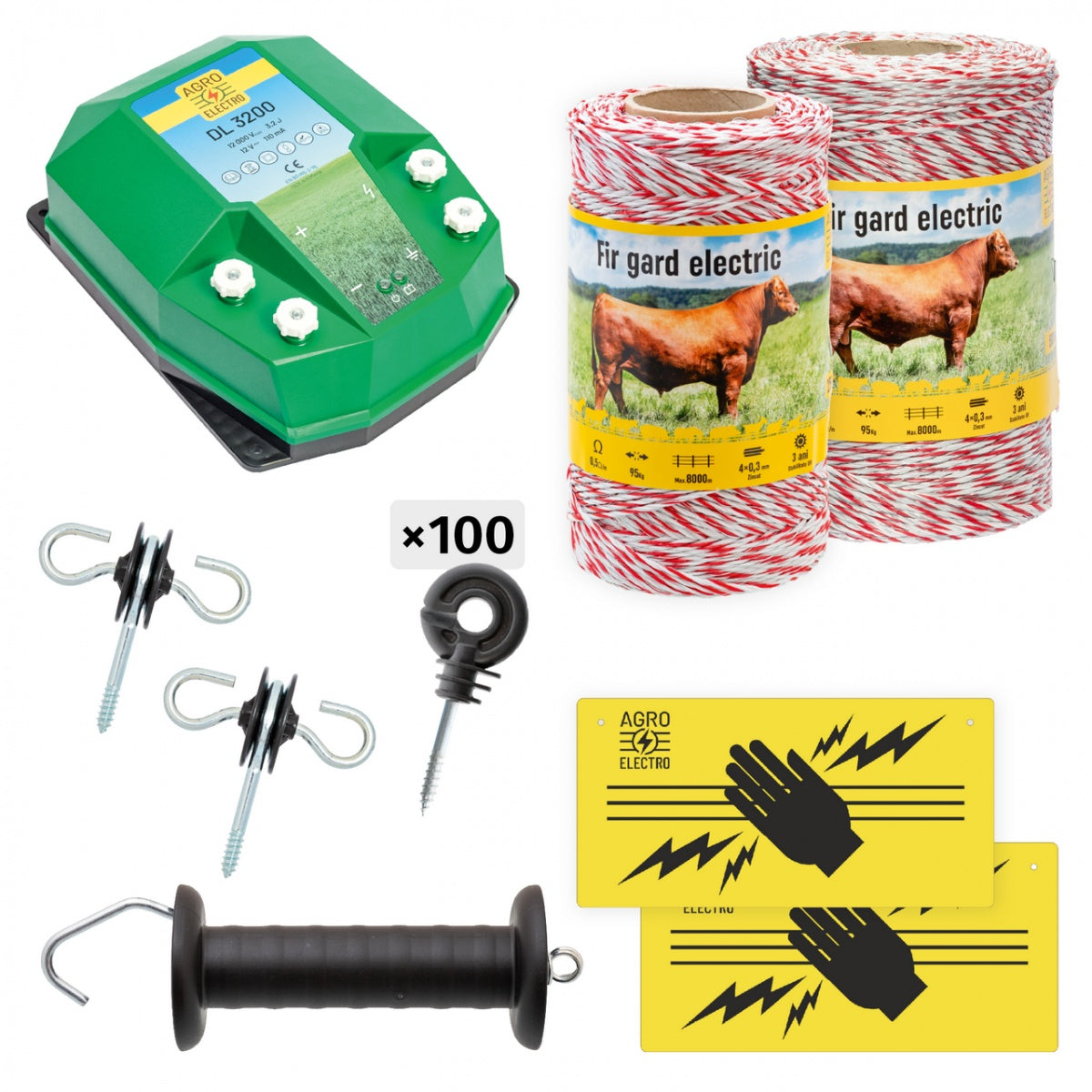 Electric fence basic package 750 m, 3.2 Joule, for domestic animals