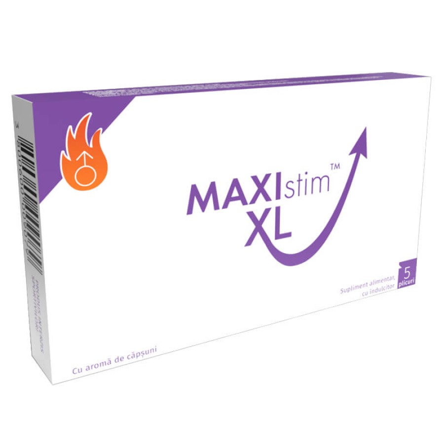 MAXISTIM XL SAVEUR FRAISE 5 ENVELOPPES COMPLÉMENT ALIMENTAIRE CONÇU POUR LES HOMMES