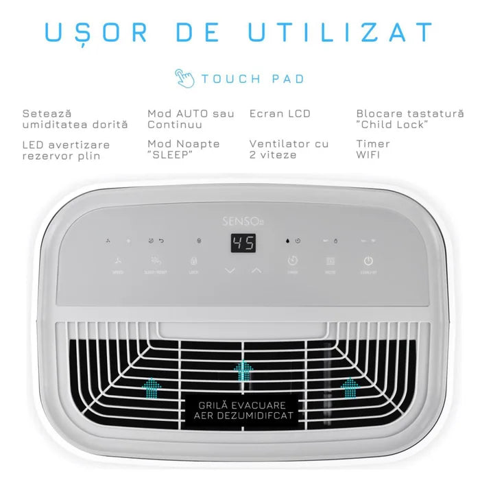 ROOM DEHUMIDIFIER, ELECTRIC, TURBONAIRE SENSO 25 Wi-Fi, 25 L/24 h, 4 l tank, DIGITAL CONTROL, TIMER