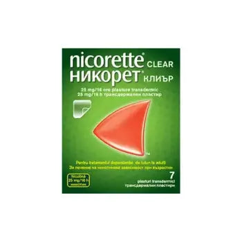 Nicorette Clear 25mg/16 Hours - 7 Transdermal Patches for Smoking Cessation