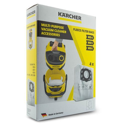 SACS ASPIRATEUR WD4, WD5, WD6 KARCHER, MATIÈRE TEXTILE, 4 PIÈCES