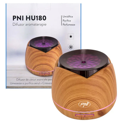 ULTRASONIC AROMATHERAPY DIFFUSER 400ML, HUMIDIFIER FUNCTION AND AIR PURIFICATION, WOOD