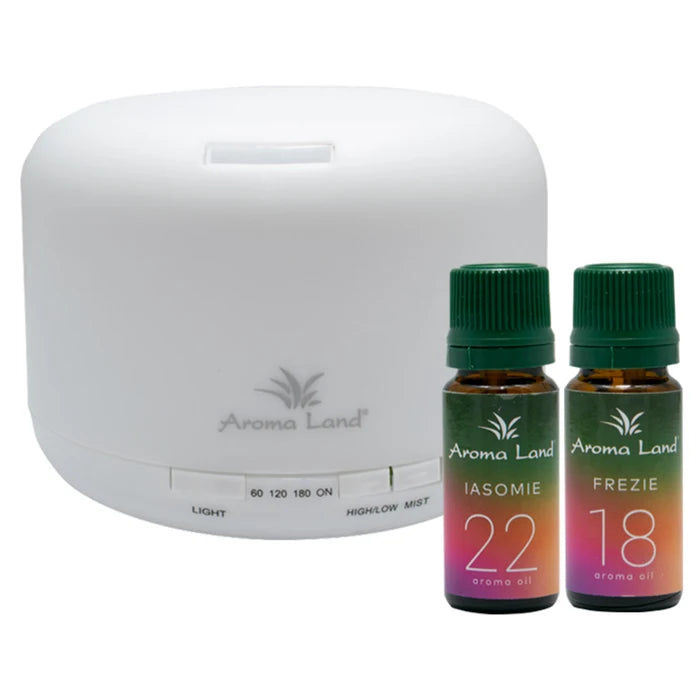 PROMO ULTRASONIC AROMATHERAPY DIFFUSER AROMA LAND + 2 PERFUMED OILS