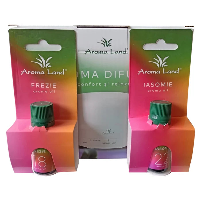 PROMO ULTRASONIC AROMATHERAPY DIFFUSER AROMA LAND + 2 PERFUMED OILS