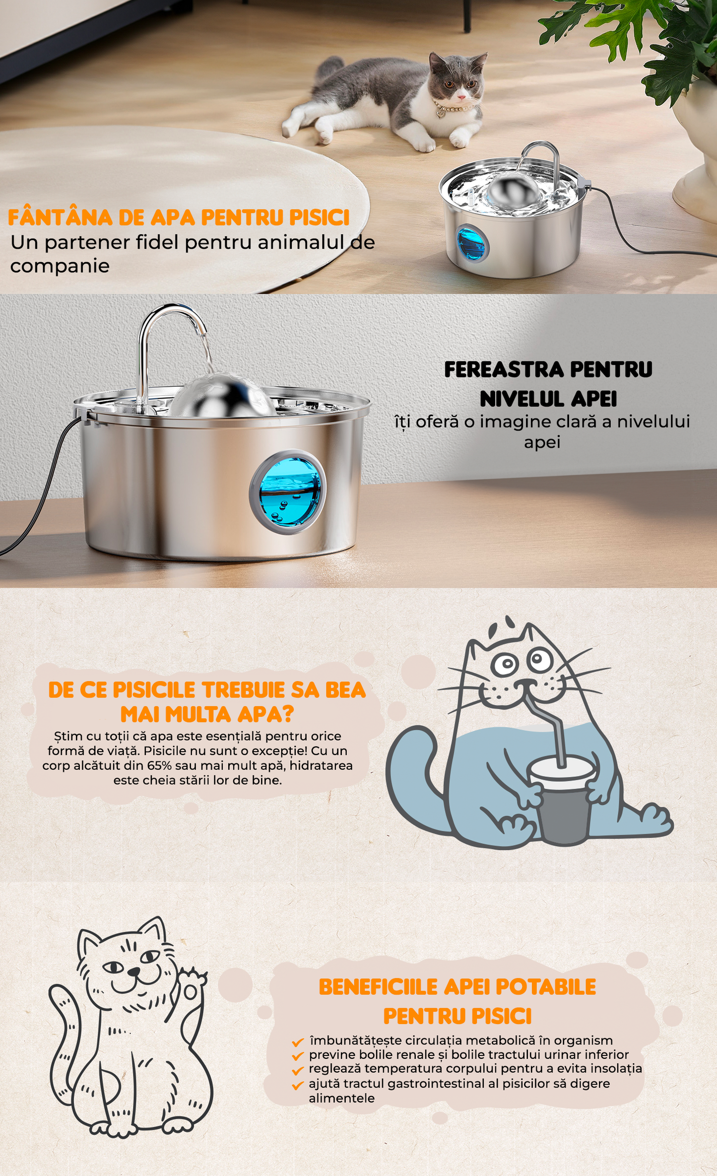 DISTRIBUTEUR D'EAU AUTOMATIQUE DE TYPE FONTAINE POUR CHATS ET CHIEN AVEC EAU, SILENCIEUX, ACIER INOXYDABLE, 3,2 L