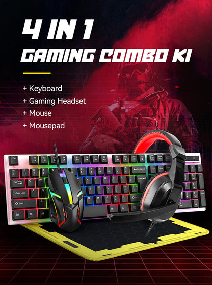 BESTES ANGEBOT GAMING KIT 4 IN 1 KINSI, RGB, TASTATUR, KOPFHÖRER, MAUS, MAUSPAD