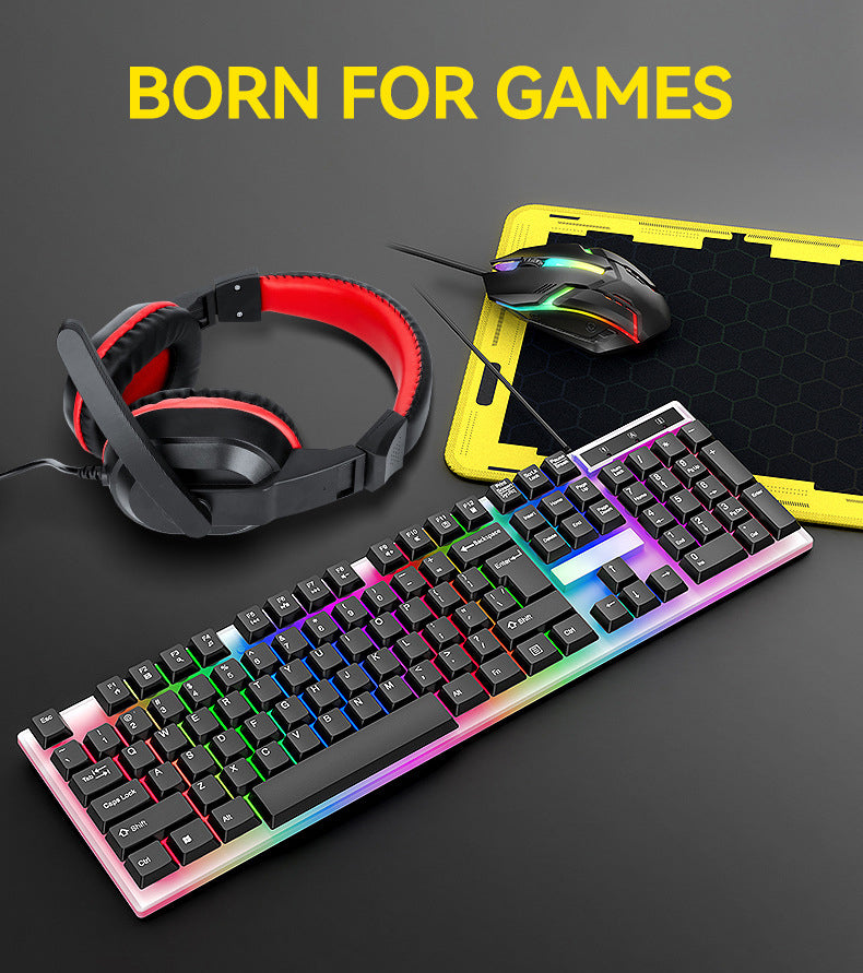 MEILLEURE OFFRE KIT DE GAMING 4 EN 1 KINSI, RVB, CLAVIER, CASQUE, SOURIS, TAPIS DE SOURIS