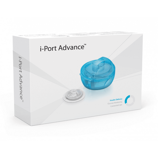 i-Port Advance™ box showcasing innovative insulin delivery ports for comfortable diabetes care.