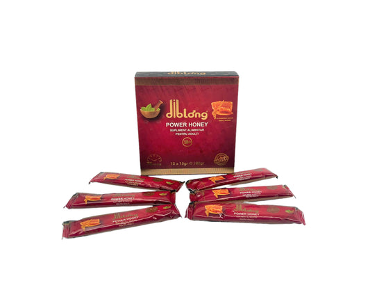 DIBLONG POWER HONEY, Concentrated Premium Aphrodisiac Honey for increasing libido, potency, erection, premature ejaculation, Unisex, 100% natural, set of 6 sachets x 15 g