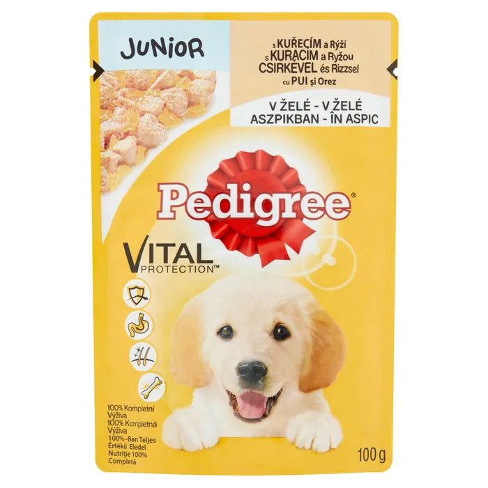 PEDIGREE JUNIOR, 100 g UMSCHLAG, ALLE GRÖSSEN, JUNIOR HUHN UND REIS