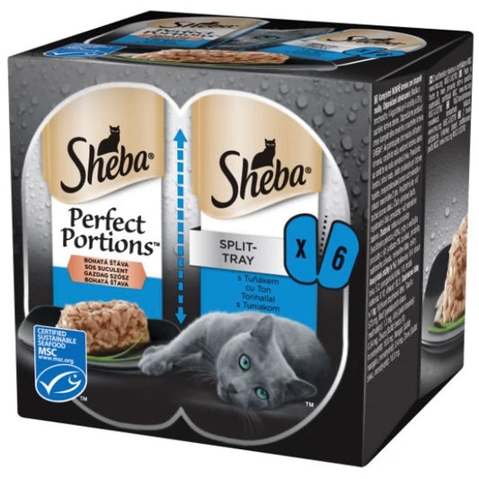 SHEBA PORTIONS PARFAITES, ADULTE, 6 PIÈCES DE THON, 6 x 37,5 g