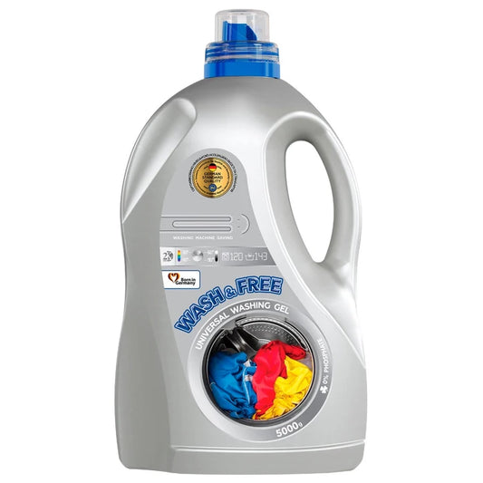 LAUNDRY DETERGENT LIQUID, WASH & FREE UNIVERSAL 5L, 120 WASHES