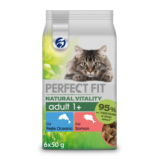 PERFECT FIT VITALITÉ NATURELLE, SAUMON ET POISSON D'OCÉAN, 6 x 50g