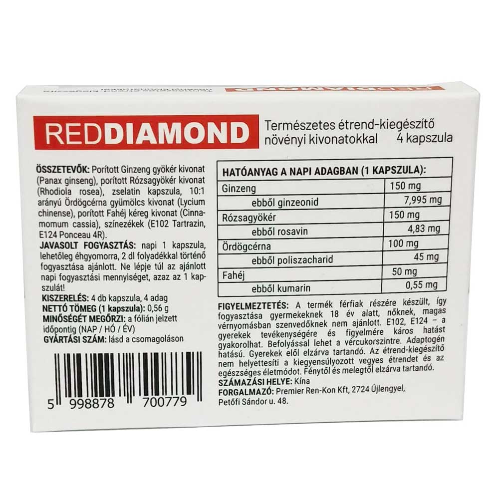 Red Diamond Potency Capsules – 4 Pcs | Enhance Your Sexual Performance