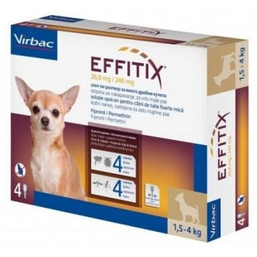 ANTIPARASITISCHE LÖSUNG FÜR HUNDE 1,5 - 4 KG, EFFITIX, 4 PIPETTEN