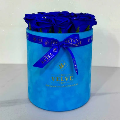 Luxurious Blue Velvet Floral Arrangement: 15 Handmade Soap Roses