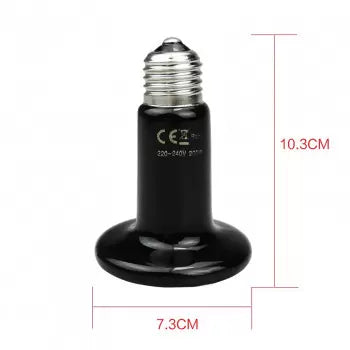 CERAMIC BLACK INFRARED BULB, HEAT EMMITER FOR PETS 75W