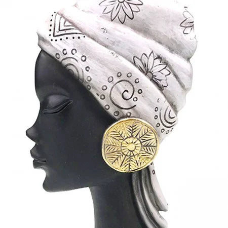 MOYOKO AFRIQUE DÉCORATION RÉSINE BUSTE FEMME, ÉCHARPE ET BOUCLES D'OREILLES