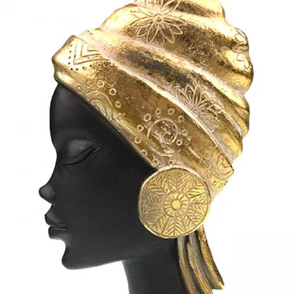 MOYOKO AFRIQUE DÉCORATION RÉSINE BUSTE FEMME, ÉCHARPE ET BOUCLES D'OREILLES