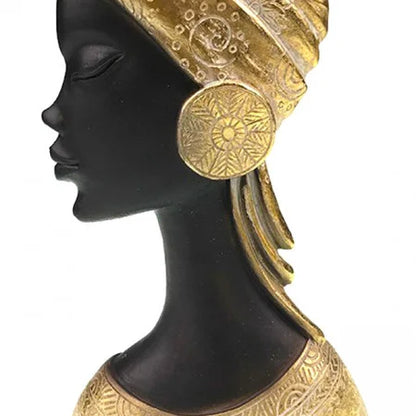 MOYOKO AFRIQUE DÉCORATION RÉSINE BUSTE FEMME, ÉCHARPE ET BOUCLES D'OREILLES