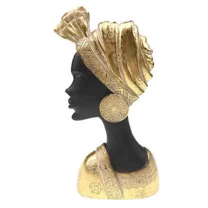 MOYOKO AFRIQUE DÉCORATION RÉSINE BUSTE FEMME, ÉCHARPE ET BOUCLES D'OREILLES