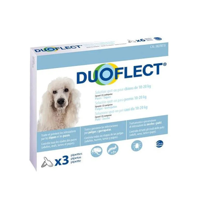 SOLUTION ANTIPARASITAIRE SPOT ON POUR CHIENS entre 10-20 kg Duoflect, 3 pipettes