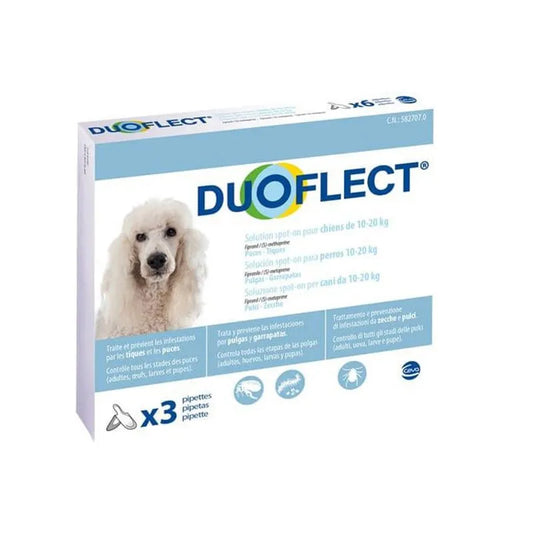 SPOT ON ANTIPARASITIC SOLUTION FOR DOGS between 10-20 kg Duoflect, 3 pipettes