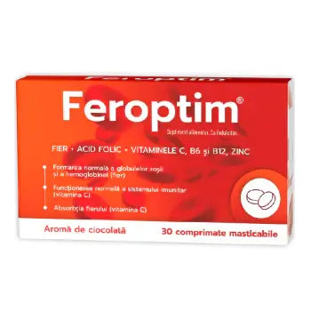 Feroptim Chocolate Flavor - 30 Chewable Tablets by Zdrovit for Iron Support