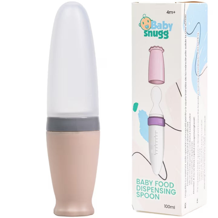 BABY Cuillère en silicone avec réservoir Babysnugg, sans BPA, portable, beige