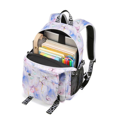 School Children's Backpack – 38x27x13 cm, Butterflies Print