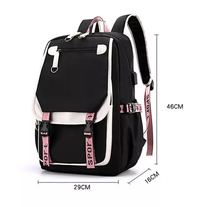 NEVERMORE Smart Children's Backpack – School, with USB Port, 46x29x16 cm, Black/Pink