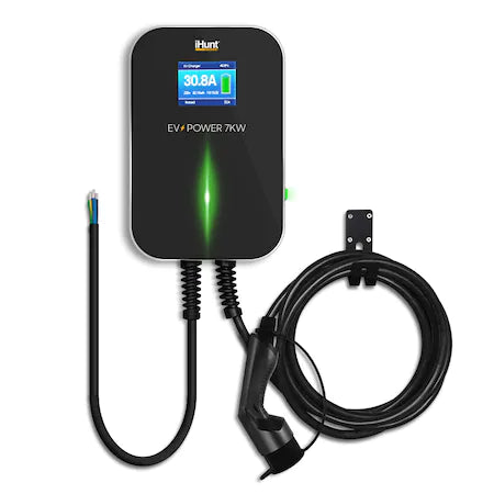 STATION DE CHARGE POUR SOINS ÉLECTRIQUES iHunt EV POWER 7KW, 220V/32A, CÂBLE D'ALIMENTATION 6m, PRISE TYPE 2, NOIR