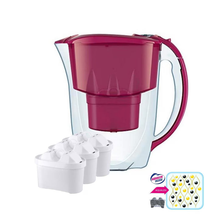 Aquaphor Amethyst Filter Mug with 3 filters, Red