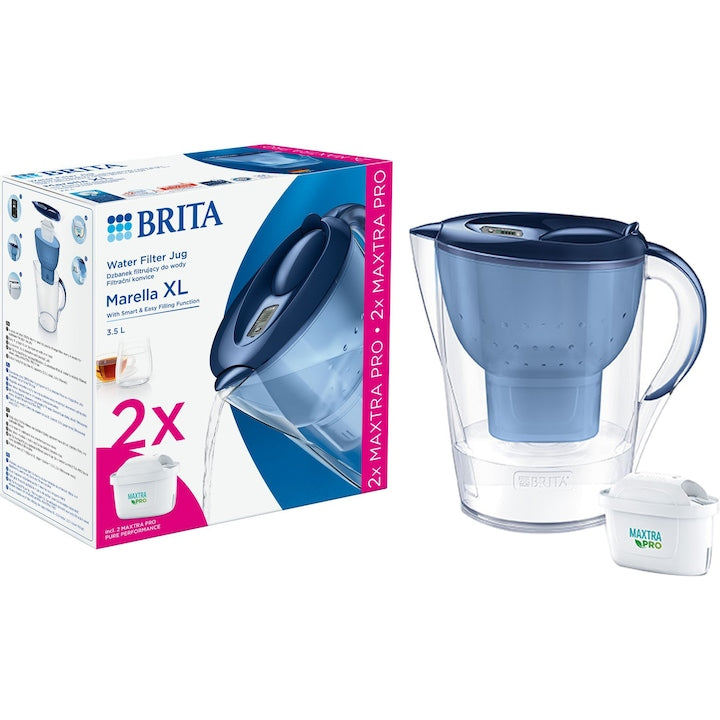 Pack de démarrage tasse filtrante Brita Marella XL, 3,5L, bleu + 2 filtres Maxtra PRO