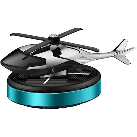 PROMO DIFFUSER CAR AIR FRESHENER WITH SOLAR CHARGE, NON SLIP BASE + BONUS ESSENTIAL OIL  - HELICOPTER MODEL