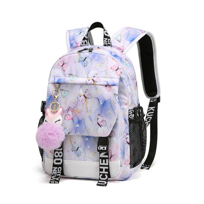 School Children's Backpack – 38x27x13 cm, Butterflies Print