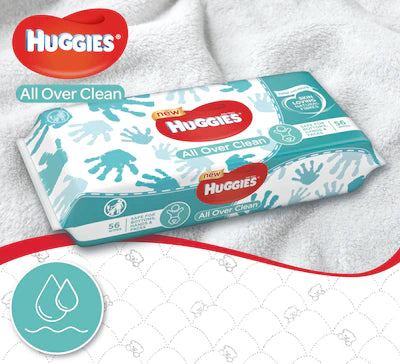 HUGGIES ALL OVER CLEAN LINGETTES HUMIDES, 10 PAQUETS x 56, 560 pc