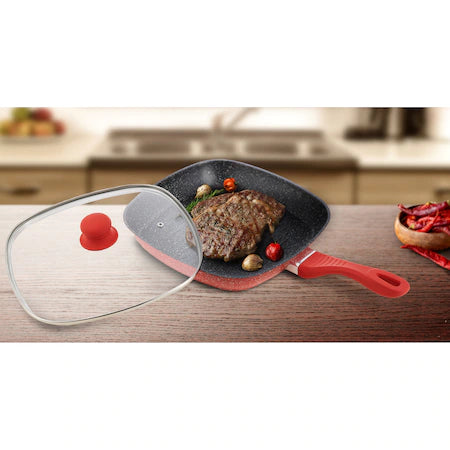 GRILL COOKING BY HEINNER ORANGE GRAYS PFANNE MIT DECKEL, ALUMINIUM 28x4cm