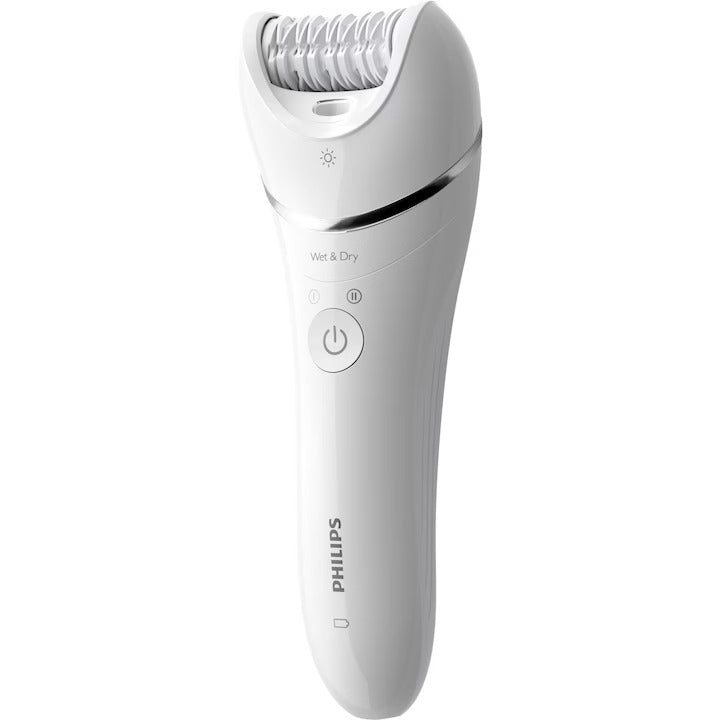 Wet and Dry Epilator Philips BRE710/00, 5 Accessories, 32 tweezers, cordless use, 2 speed settings, opti-light, ceramic discs, Silver