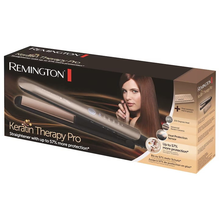 Remington Keratin Therapy Pro S8590 Hair Straightener, 230 degrees, Gold