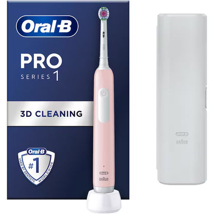 Oral-B Pro 1 Electric Toothbrush – 3D Cleaning, Travel Kit, Pink