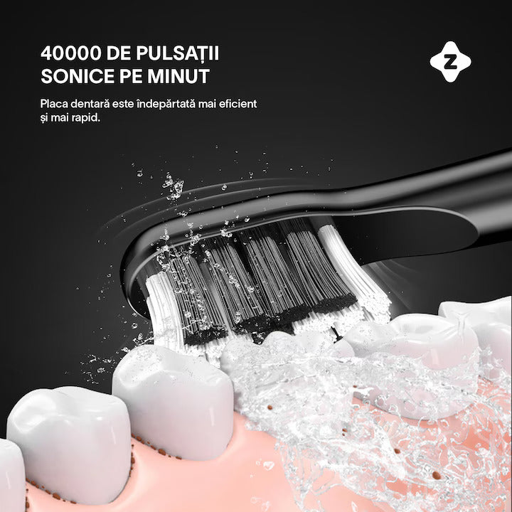 Brosse à dents électrique sonique, pour adultes, enfants, 40 000 pulsations/min, 5 programmes, fonction mémoire, appareil avec minuterie intelligente, 700 mAh, USB-C, IPX7, 8 têtes souples, noir