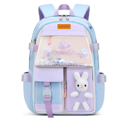 School backpack, NEVERMORE, bunny model, waterproof, 43 x 30 x 14 cm, Pink