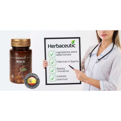 Maca Premium, Herbaceutic Spain, Nahrungsergänzungsmittel für Potenz und Libido, 50 Kapseln