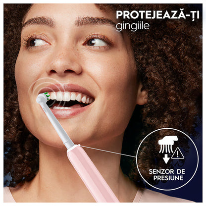 Oral-B Pro 1 Elektrische Zahnbürste, 3D-Reinigung, 1 Programm, 1 Bürstenkopf, Reiseset, Pink