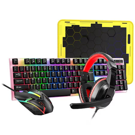 BESTES ANGEBOT GAMING KIT 4 IN 1 KINSI, RGB, TASTATUR, KOPFHÖRER, MAUS, MAUSPAD