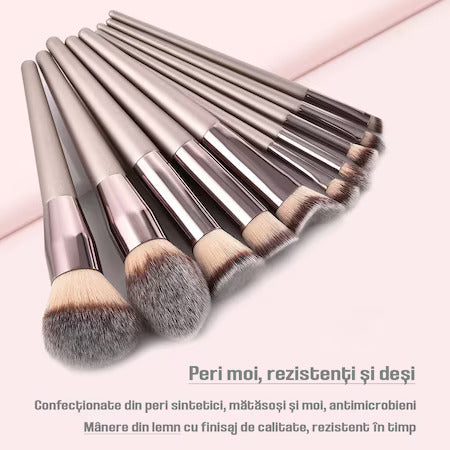 LOT DE 20 PINCEAUX DE MAQUILLAGE FiGGA®,MANCHES EN BOIS ET ALUMINIUM, KIT DE MAQUILLAGE PROFESSIONNEL, SAC DE RANGEMENT