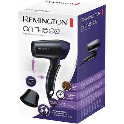 Travel Hair dryer Remington D2400, 1400 W, Black-Blue